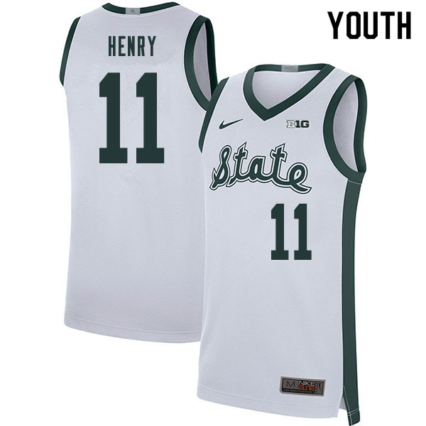 2020 Youth #11 Aaron Henry Michigan State Spartans College Basketball Jerseys Sale-Retro